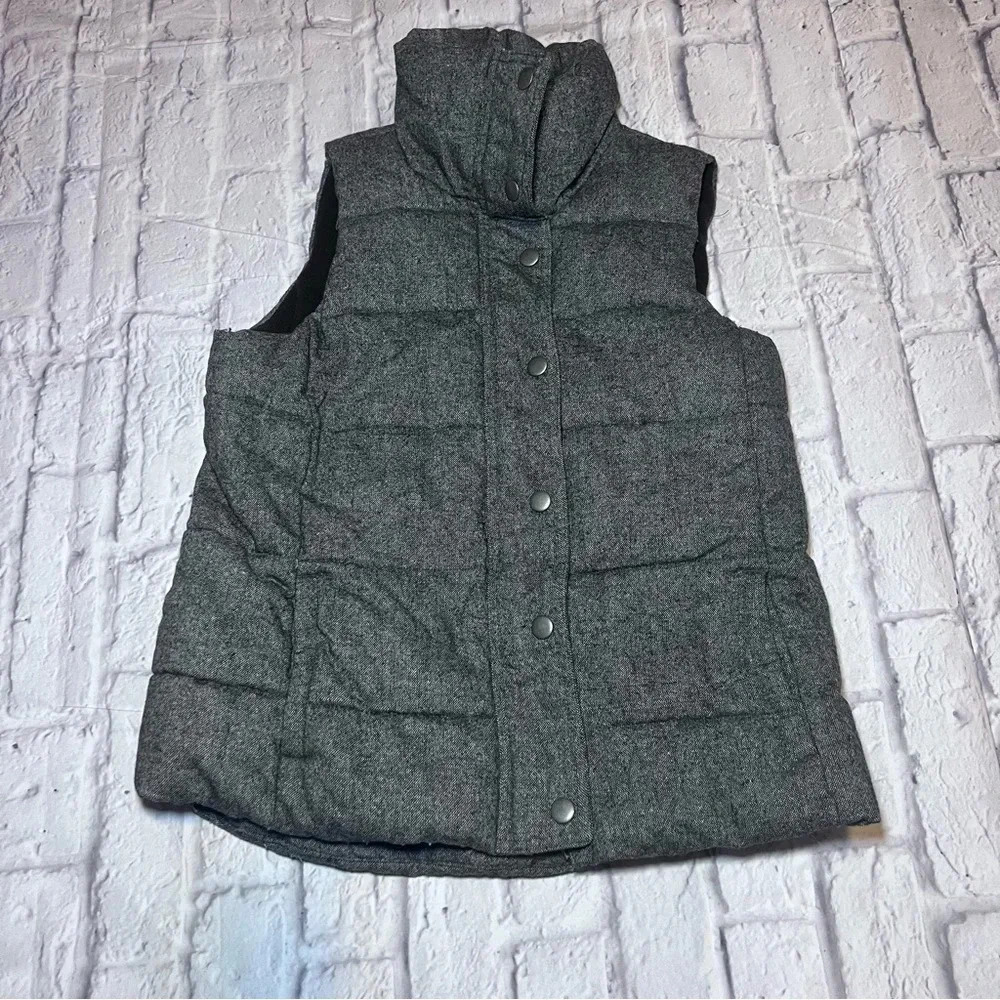 Old Navy‎ Puffer Vest Quilted Sleeveless Jacket Gray Herringbone Size M